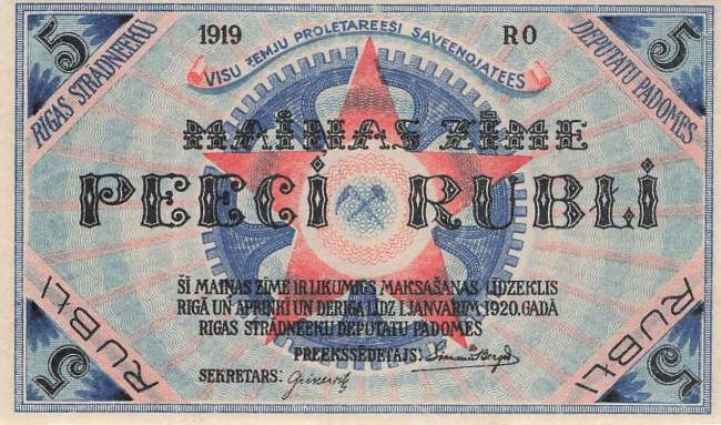Lettland pr3 5 Rubli 1920
